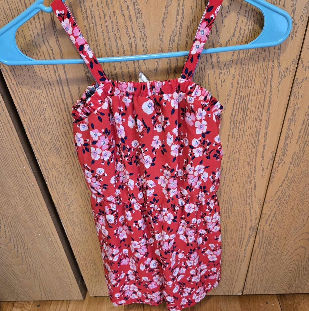 Floral Red Kids One Piece